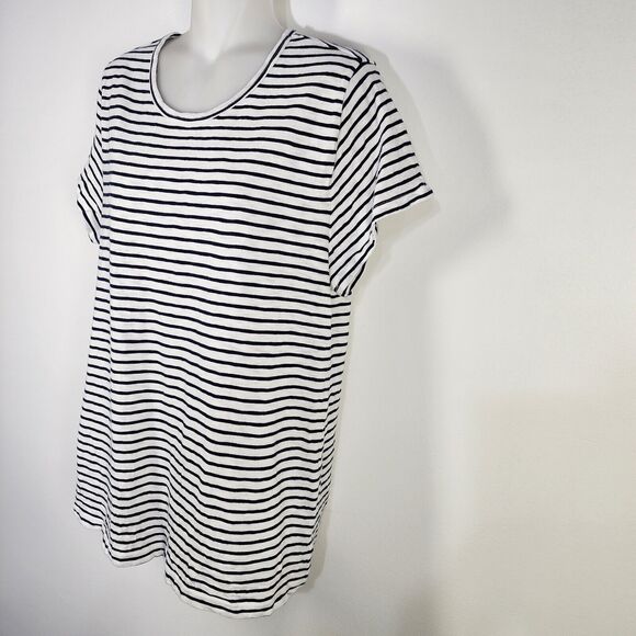 J. Crew Studio Tee T Shirt Womens Size XL Black White Striped Cotton Slim Fit - Picture 4 of 8